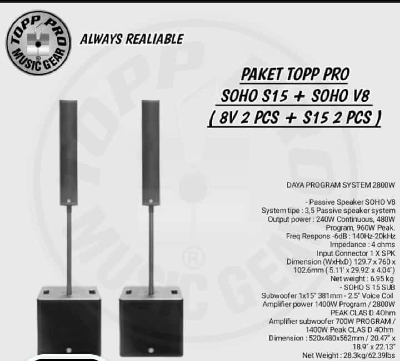 TOPP PRO SOHO S15 + SOHO V8